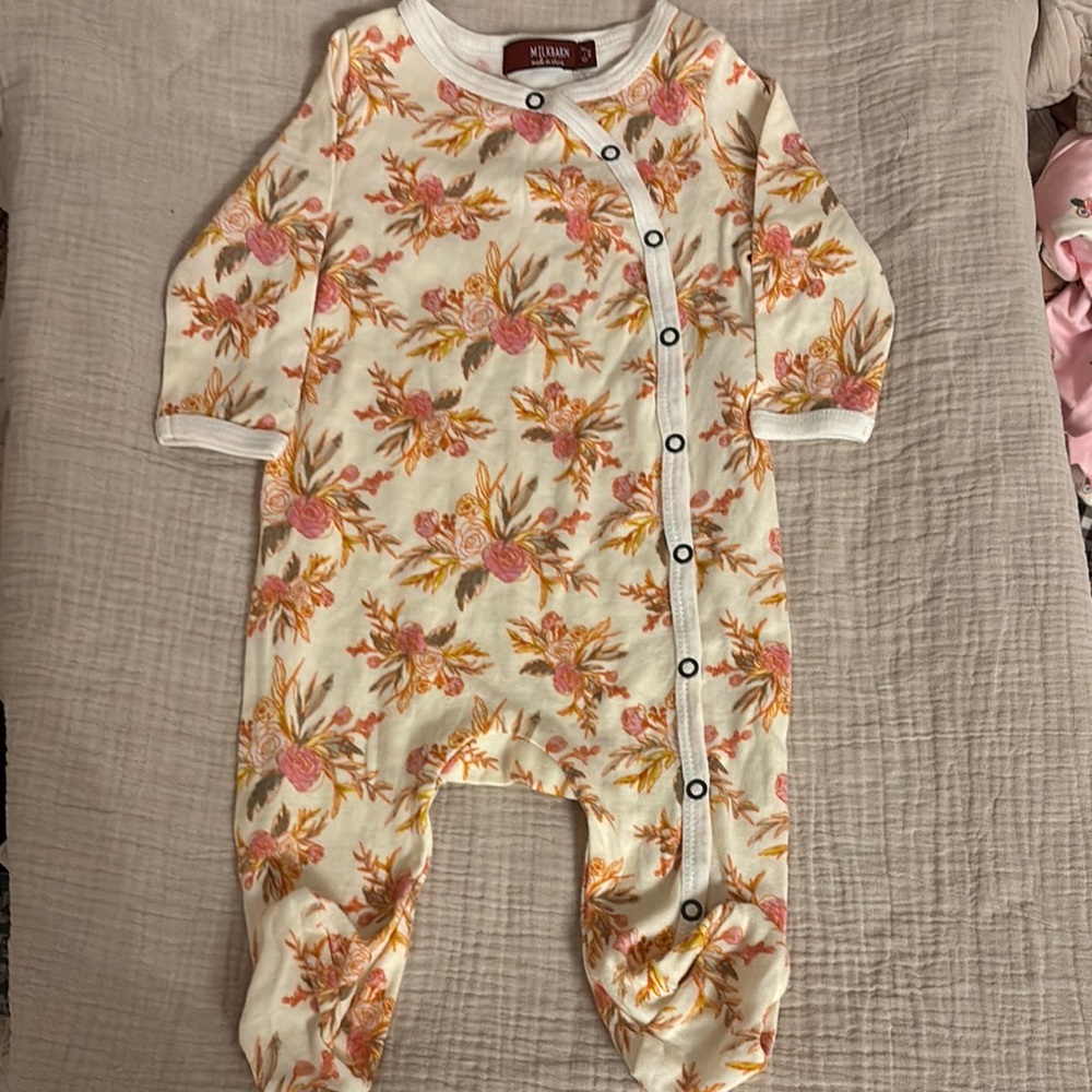 Milkbarn Infant Floral One Piece - 0-3 months
